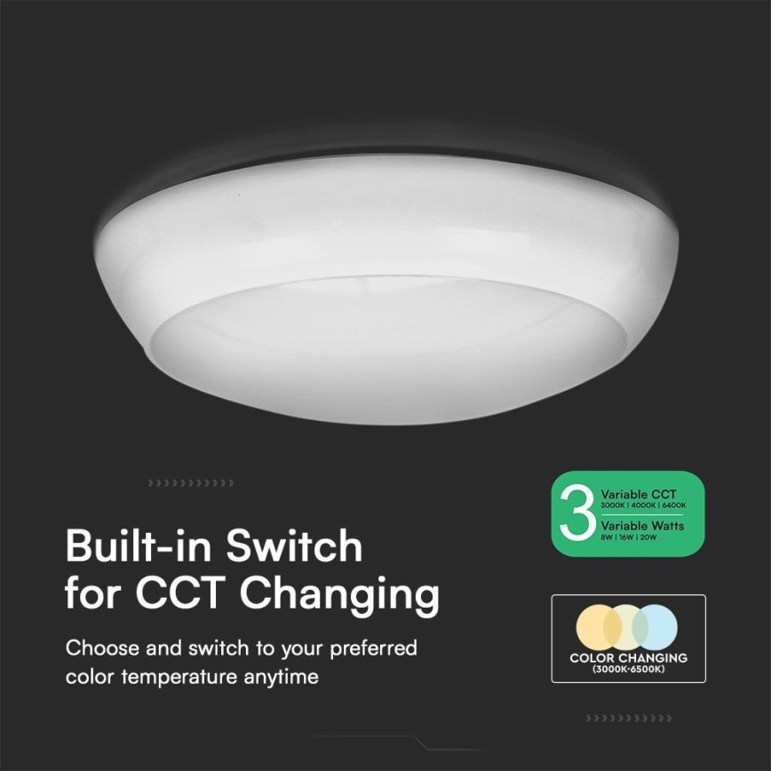 Plafonnier extérieur avec détecteur LED/8W/16W/20W/230V IP65 3000/4000/6500K