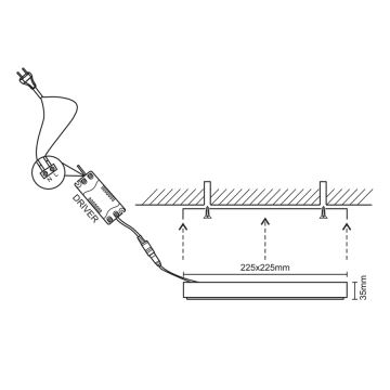 Plafonnier LED/18W/230V 4000K 22,5x22,5 cm