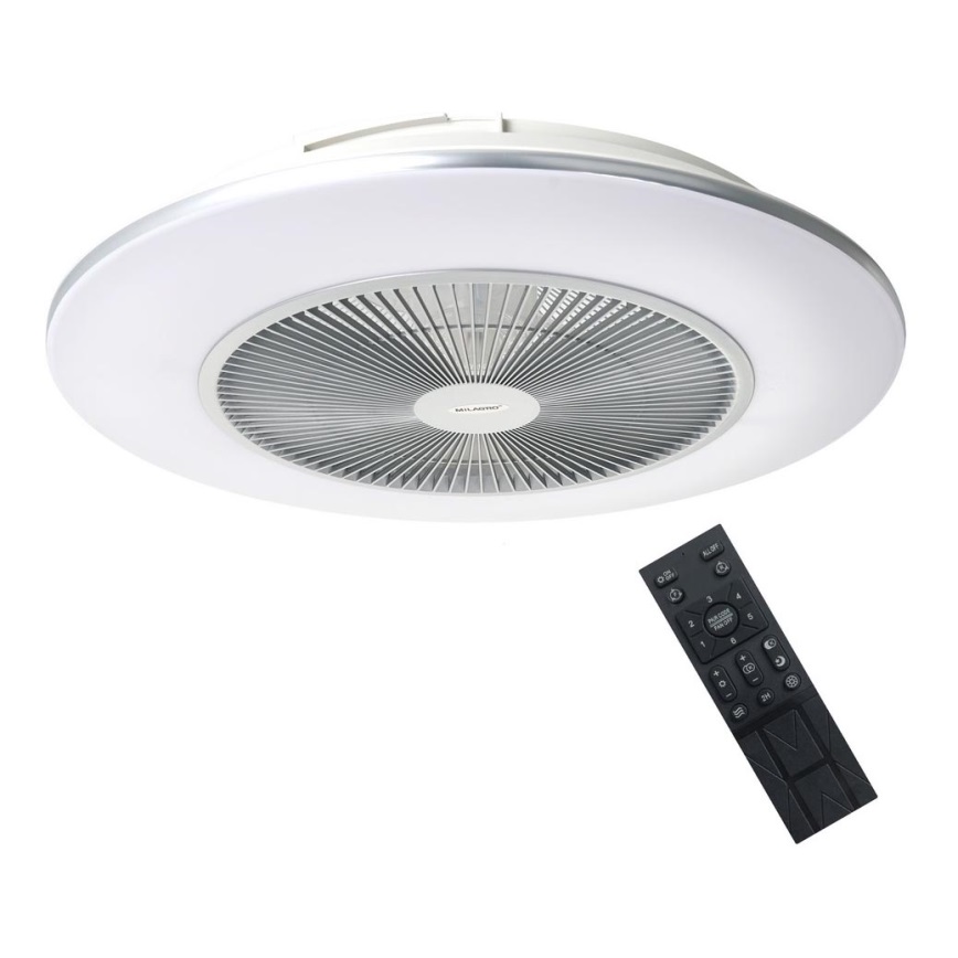 Plafonnier LED à intensité variable avec ventilateur ARIA LED/38W/230V 3000-6000K argenté + télécommande