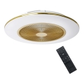 Plafonnier LED à intensité variable avec ventilateur ARIA LED/38W/230V 3000-6000K doré + télécommande