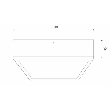 Plafonnier NATURAL SQUARE 2xE27/15W/230V 31x31 cm pin/noir