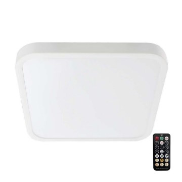 Plafonnier salle de bain avec détecteur LED/18W/230V IP44 4000K 29x29 cm blanc + télécommande