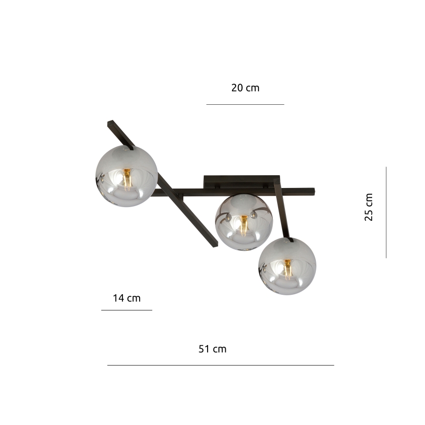 Plafonnier SMART 3xE14/10W/230V noir/gris