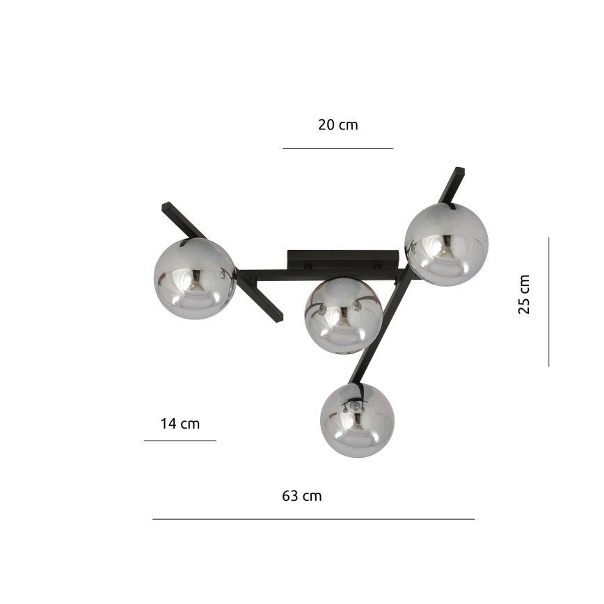 Plafonnier SMART 4xE14/10W/230V noir/gris