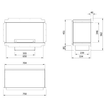 Planika Senso Fireplace BEV- Cheminée encastrée SENSO BIO 56,2x75 cm 2,5kW+ télécommande