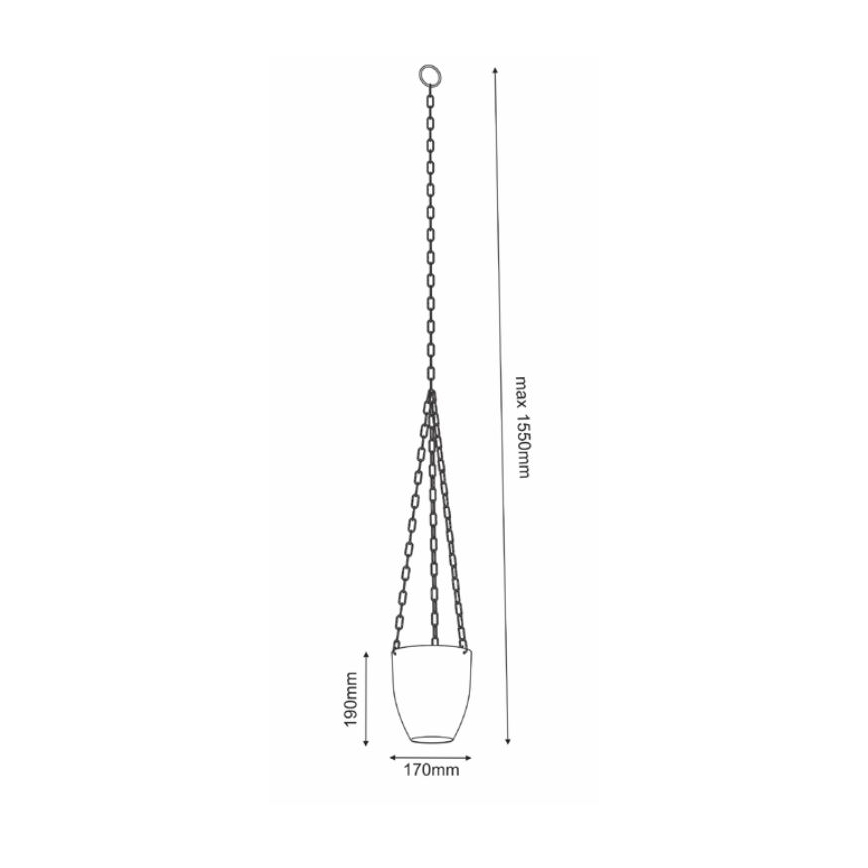 Pot de fleurs suspendu 155x17 cm blanc