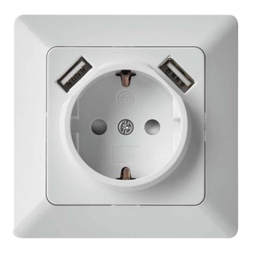 Prise domestique avec port USB SCHUKO 250V/16A