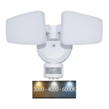 Projecteur extérieur avec détecteur LED/24W/230V 3000/4000/6000K IP54 blanc