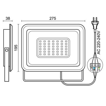 Projecteur extérieur LED/100W/230V 4000K IP65 noir