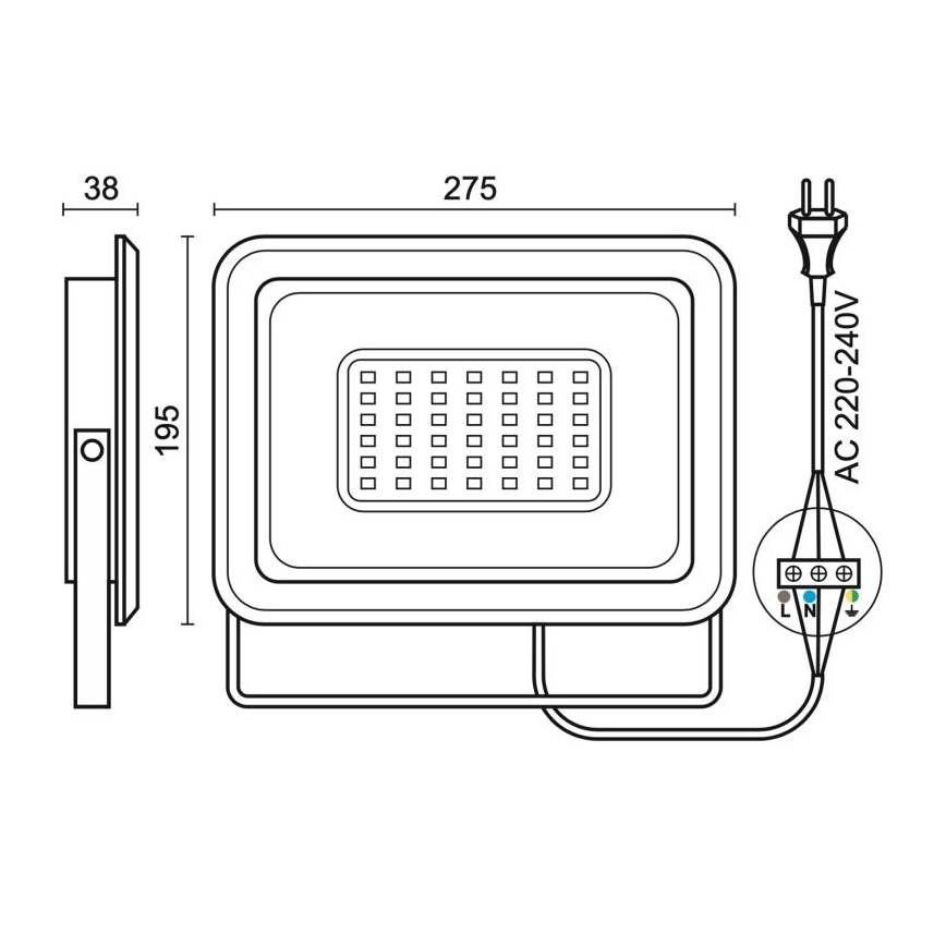 Projecteur extérieur LED/100W/230V 4000K IP65 noir