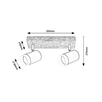 Rabalux - Spot de plafond 2xGU10/5W/230V chêne