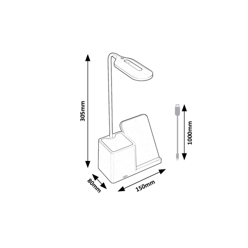 Rabalux - Lampe de table à intensité variable avec charge sans fil QI LED/4W/5V 3000/4000/6500K noir