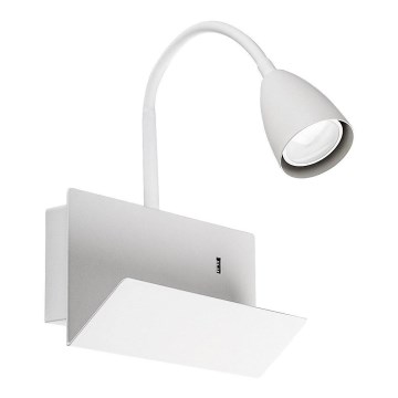 Rabalux - Applique murale avec étagère et USB port 1xGU10/25W/230V blanc