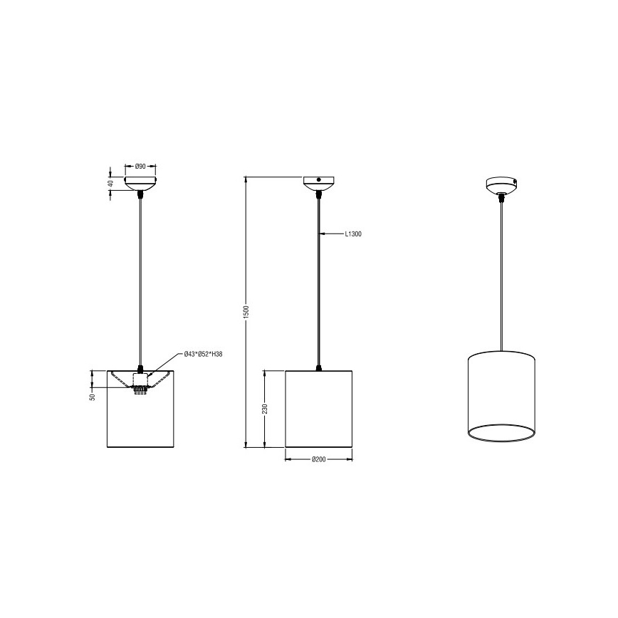 Reality - Suspension filaire CITY 1xE27/60W/230V chrome brillant