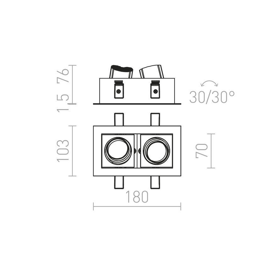 RED - Design Rendl - R12857 - Spot encastrable BONDY 2xLED/7W/230V