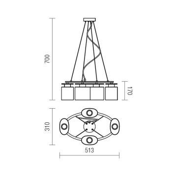 Redo 01-1030 - Suspension filaire SHAPE 4xE14/28W/230V