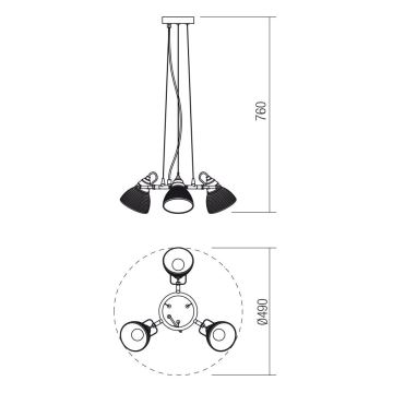 Redo 01-1450 - Suspension filaire RIDGE 3xE27/60W/230V