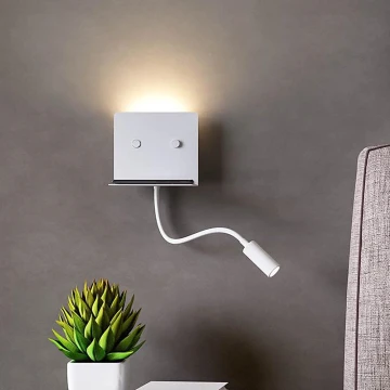 Redo 01-3210 - Applique murale avec une petite lampe flexible MOKA LED/6W + LED/3W/230V USB CRI90 blanc