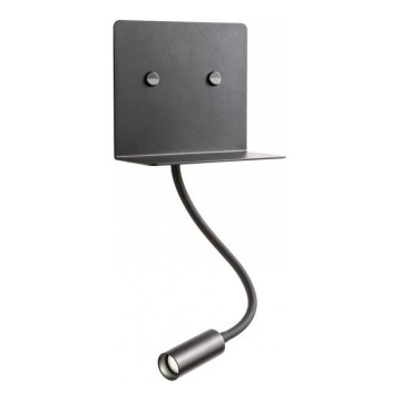 Redo 01-3211 - Applique murale avec une petite lampe flexible MOKA LED/6W + LED/3W/230V USB CRI90 noir