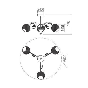 Redo 02-970 - Suspension-barre ASPERA 3xE14/28W/230V noir