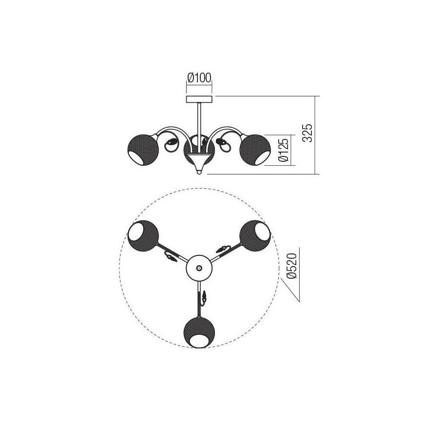 Redo 02-970 - Suspension-barre ASPERA 3xE14/28W/230V noir