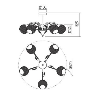 Redo 02-971 - Suspension-barre ASPERA 5xE14/28W/230V noir