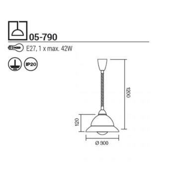 Redo 05-790 - Suspension filaire ETRUSCA 1xE27/42W/230V