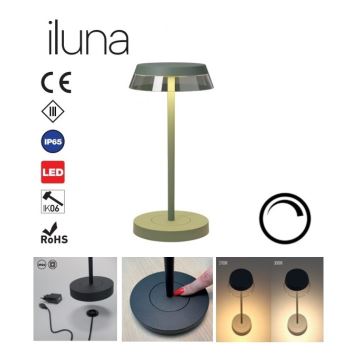 Redo 90309 - Lampe de table tactile LED à intensité variable ILUNA LED/2,5W/5V 2700-3000K 3000 mAh IP65 vert