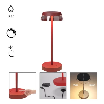 Redo 90311- Lampe de table tactile LED à intensité variable ILUNA LED/2,5W/5V 2700-3000K 3000 mAh IP65 rouge