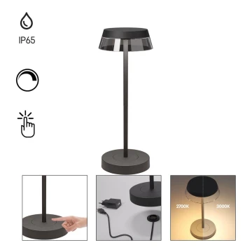 Redo 90312 - Lampe de table tactile LED à intensité variable ILUNA LED/2,5W/5V 2700-3000K 3000 mAh IP65 noir