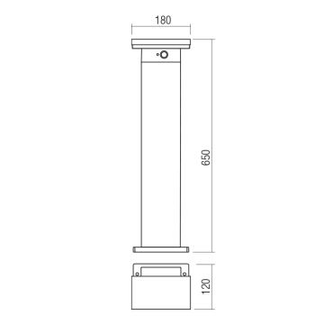 Redo 90536 - Lampe solaire avec détecteur TAIYO LED/2W/3,7V 3000K IP54 anthracite