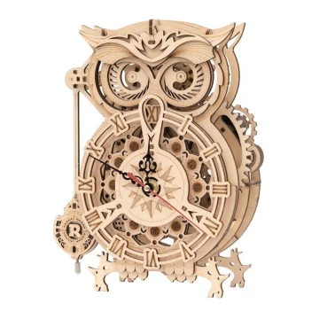 RoboTime - Puzzle 3D mécanique en bois Horloge hibou