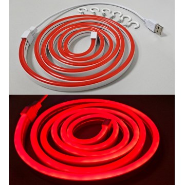 Ruban flexible NEON LED/5V USB 1,8 m rouge