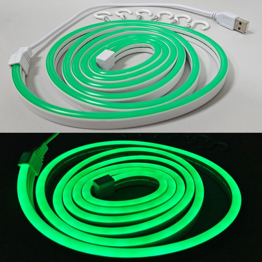 Ruban flexible NEON LED/5V USB 1,8 m vert