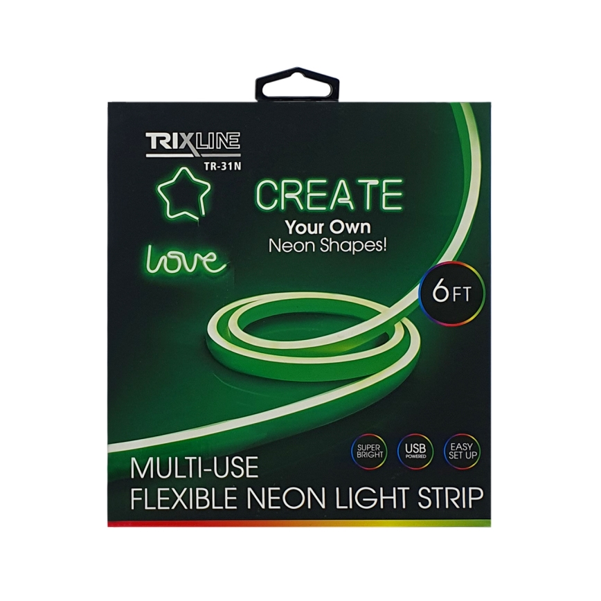 Ruban flexible NEON LED/5V USB 1,8 m vert