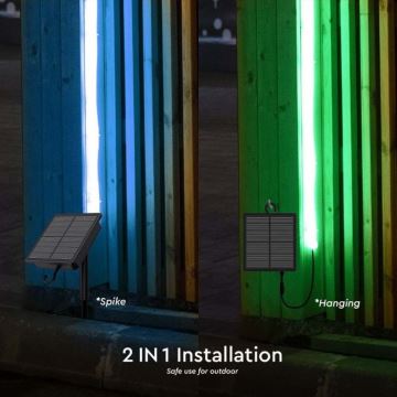Ruban solaire LED RGB à intensité variable LED/1,2W/3,7V IP67 5m + télécommande