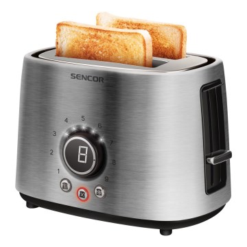 Sencor - Grille-pain à deux trous avec fonction de préchauffage 1000W/230V argenté