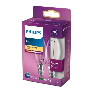SET 2x Ampoule LED VINTAGE Philips E14/2W/230V 2700K