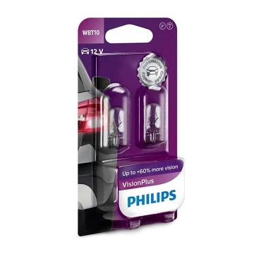 SET 2x Ampoule pour voiture Philips VISION PLUS WB T10 W2,1x9,5D/6W/12V