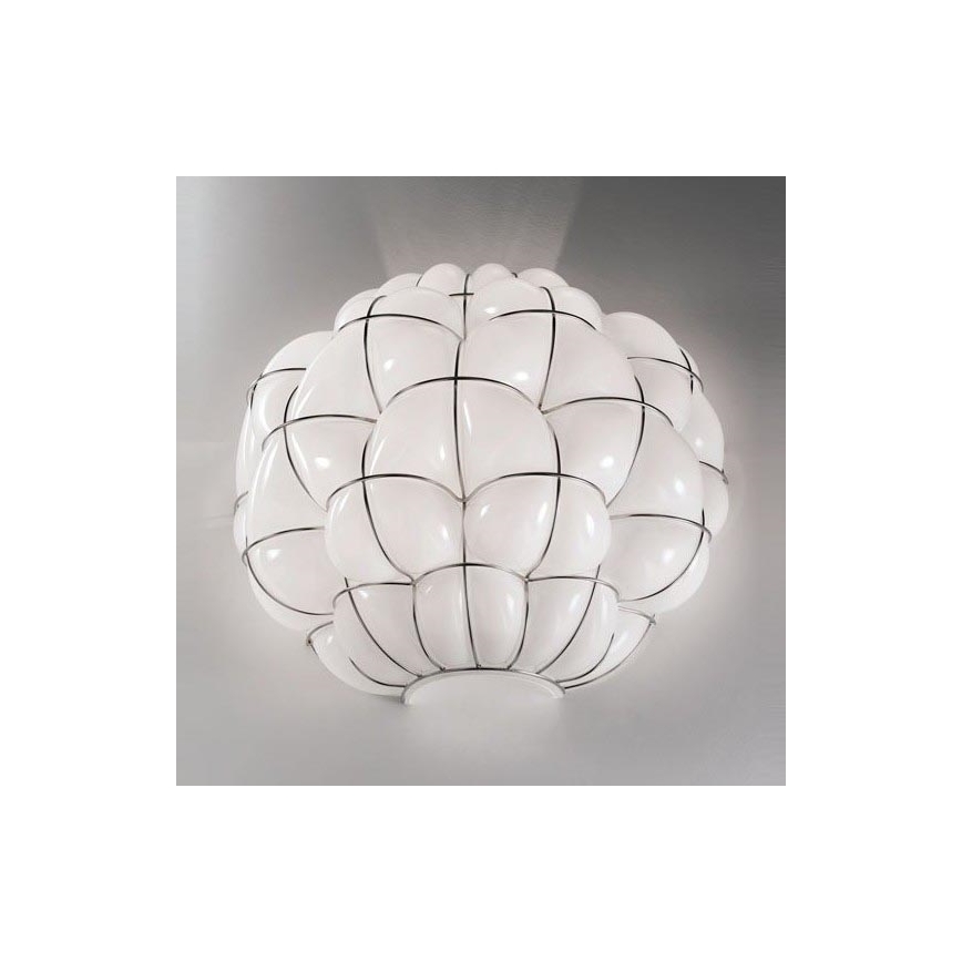 SIRU - Applique murale POUFF 1xE27/60W/230V chrome/blanc Verre vénitien