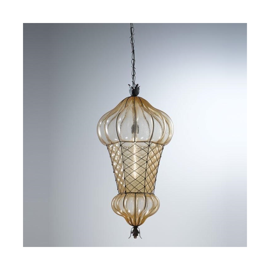 SIRU - Suspension chaîne BABÀ 1xE27/60W/230V d. 30 cm beige/marron Verre vénitien