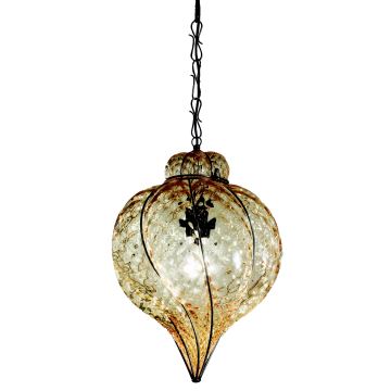 SIRU - Suspension chaîne GOCCIA 1xE27/60W/230V pr.25 cm beige/marron Verre vénitien