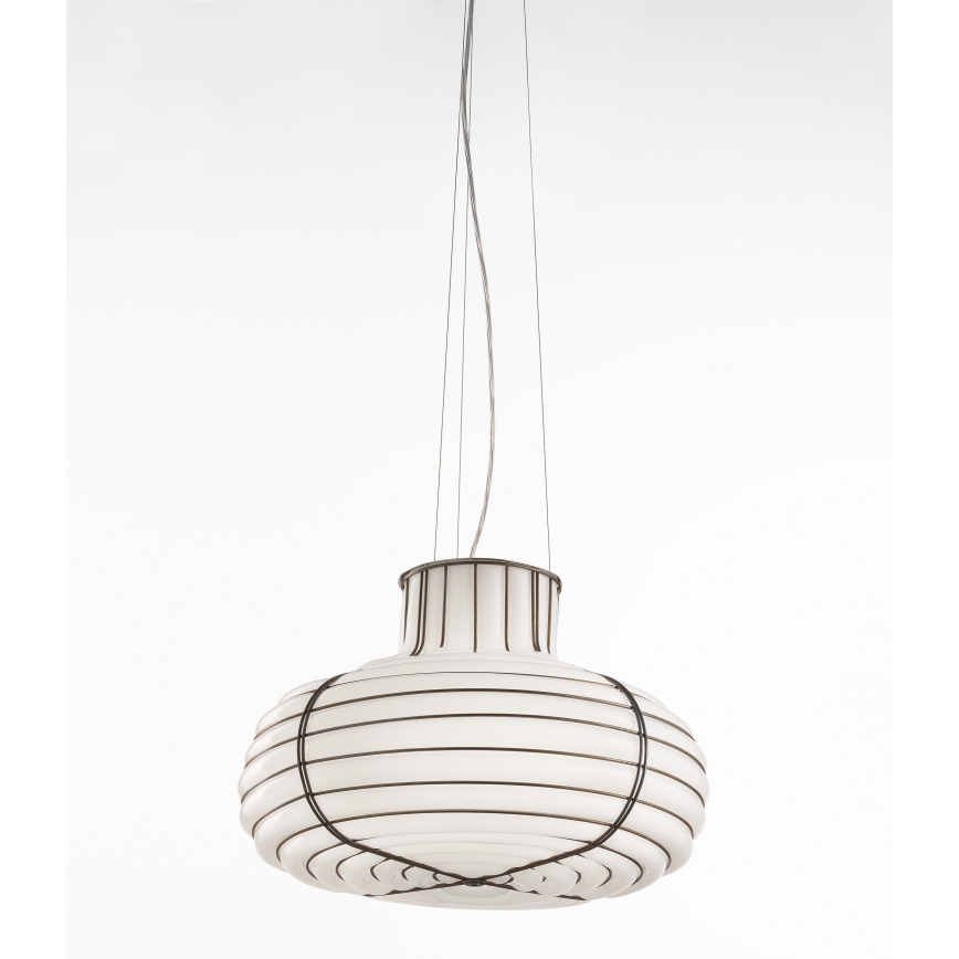 SIRU - Suspension filaire CHAPEAU 2xE14/40W/230V chrome/blanc Verre vénitien