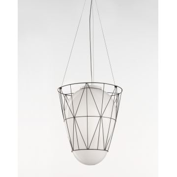 SIRU - Suspension filaire SEGNI 1xE27/60W/230V noir/blanc Verre vénitien