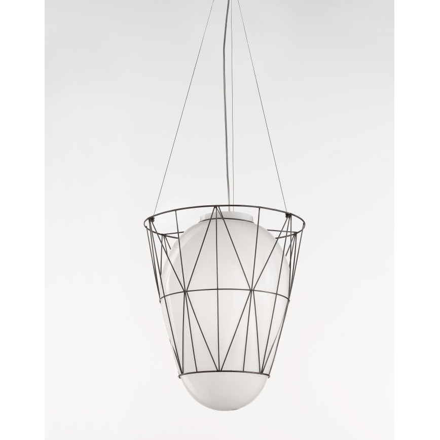 SIRU - Suspension filaire SEGNI 1xE27/60W/230V noir/blanc Verre vénitien