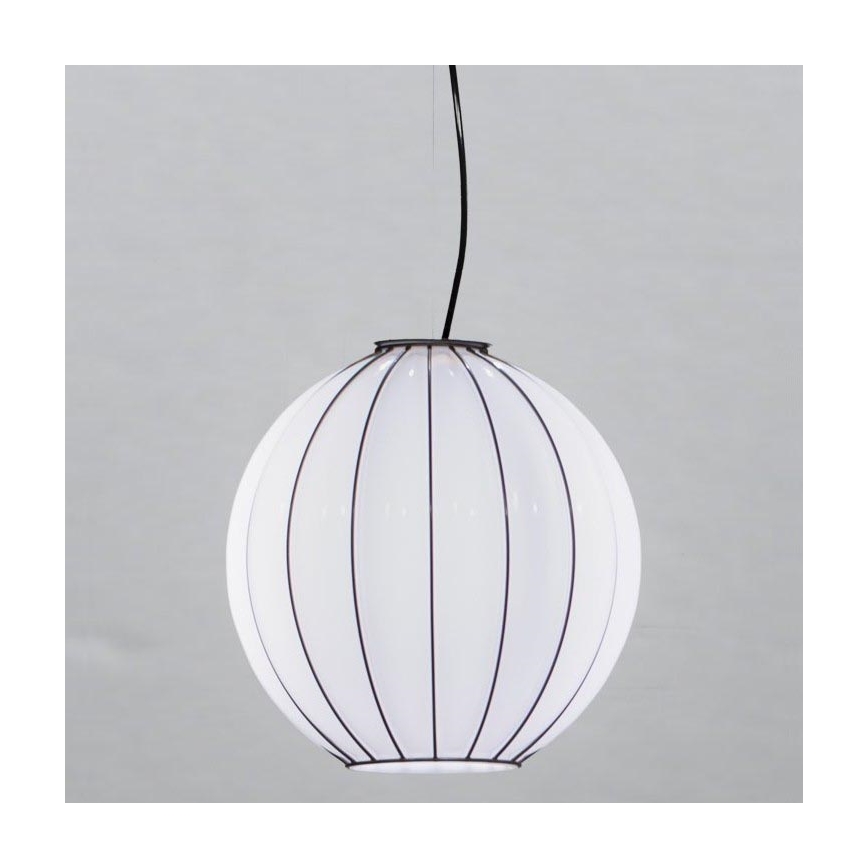 SIRU - Suspension filaire SFERA 1xE27/60W/230V d. 32 cm noir/blanc Verre vénitien