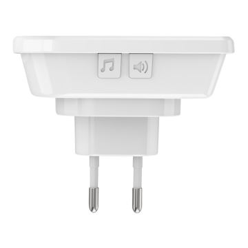 Sonnette sur prise sans fil 230V + 2x bouton IP56 blanche