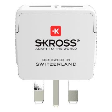 Adaptateur de voyage pour le Royaume-Uni 230V + 2x port USB