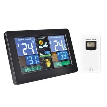 Station météo avec écran LCD chargeur USB noir