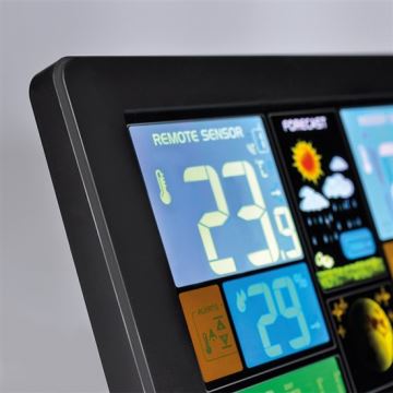 Station météo avec écran LCD chargeur USB noir